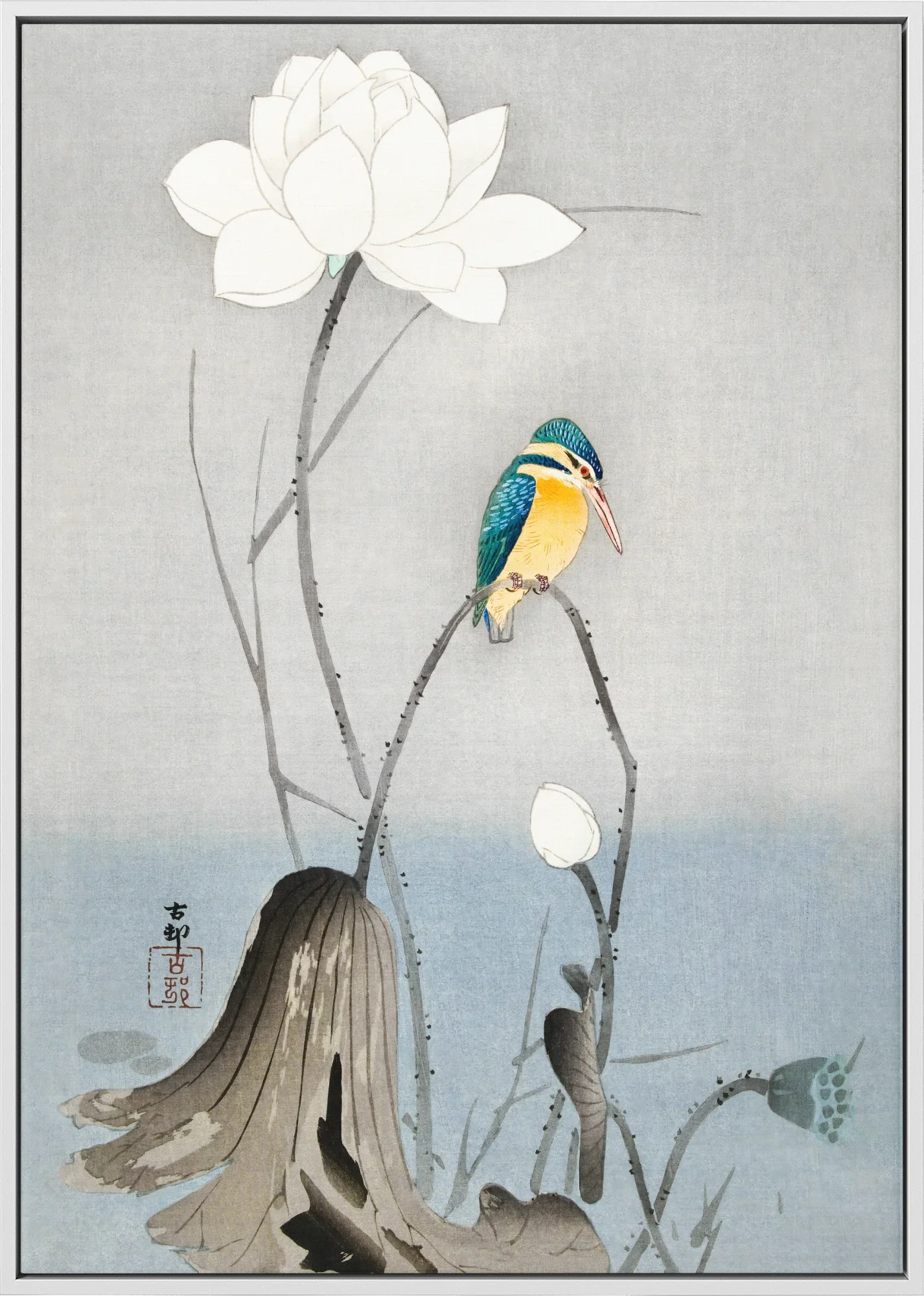 Kingfisher with Lotus Flower - Canvas - Image 6